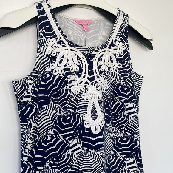 Lilly Pulitzer Oh Cabana Bot Umbrella Print Blue and White Foster Shift Dress XS - Picture 5 of 17